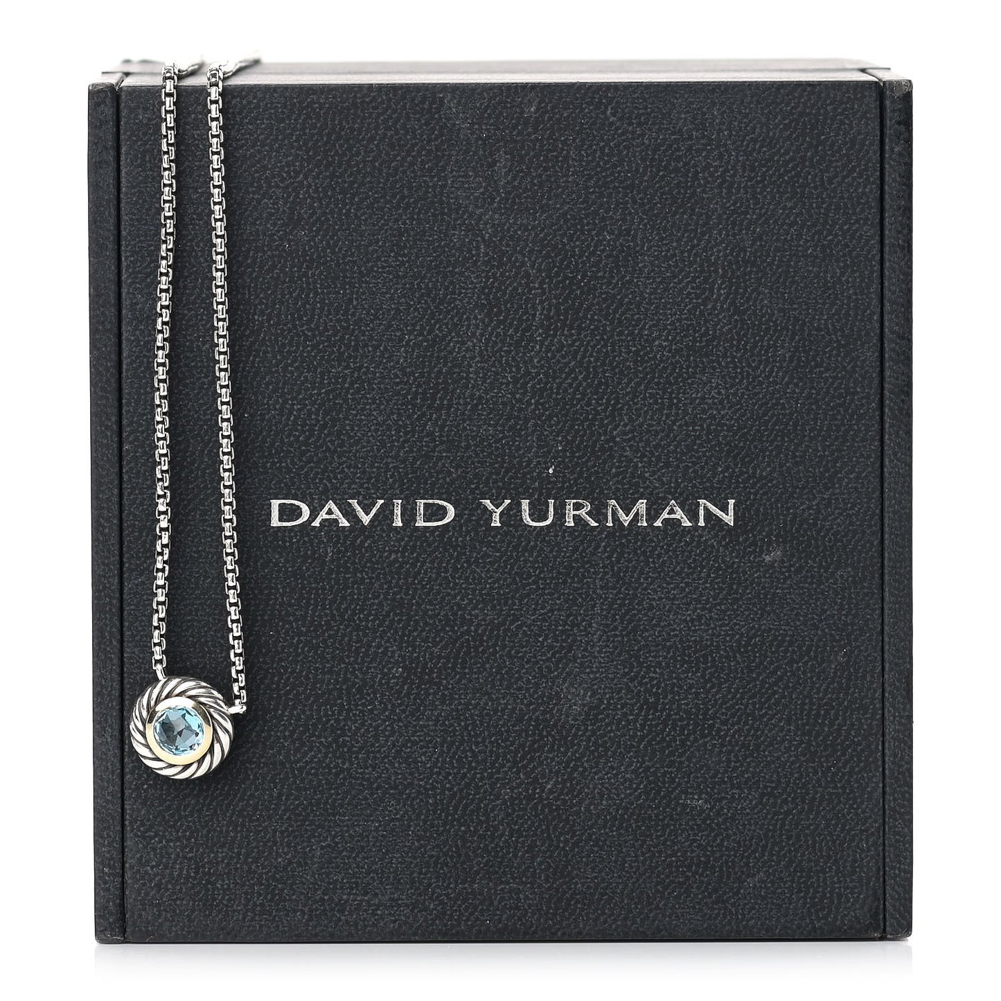 Sterling Silver 14K Yellow Gold Blue Topaz 12mm Cookie Pendant Necklace