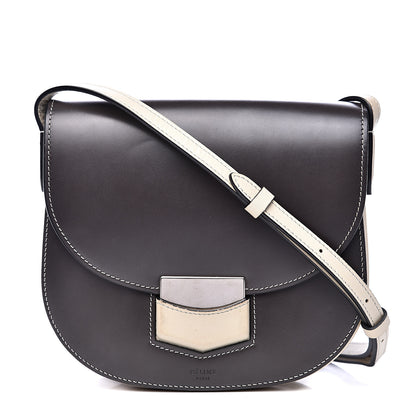 Celine Glazed Calfskin Small Bi-Color Trotteur Dark Grey 1 of 11