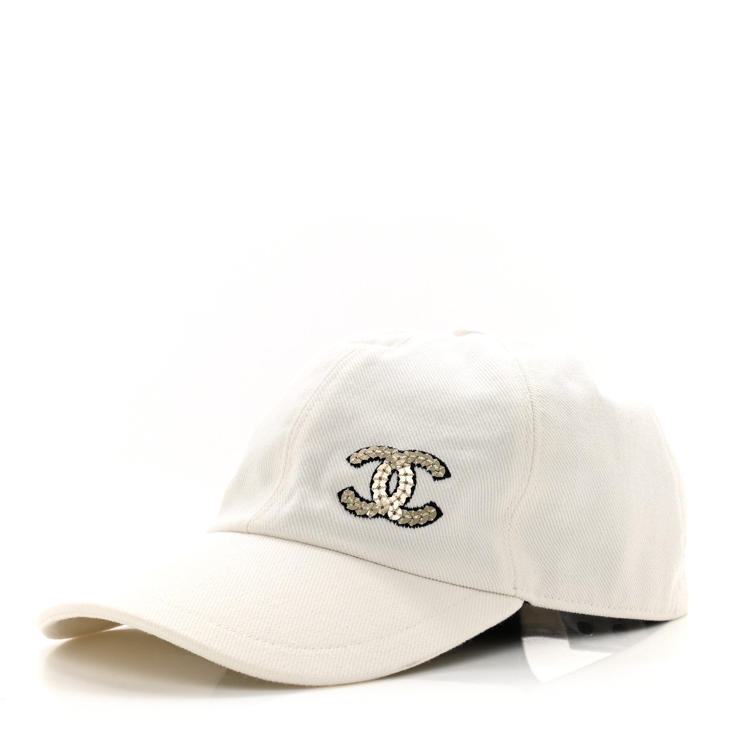 Chanel Cotton Sequin CC Cap Hat Ivory 1 of 7