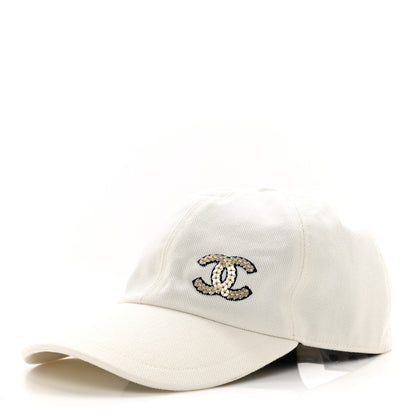 Chanel Cotton Sequin CC Cap Hat Ivory 1 of 7