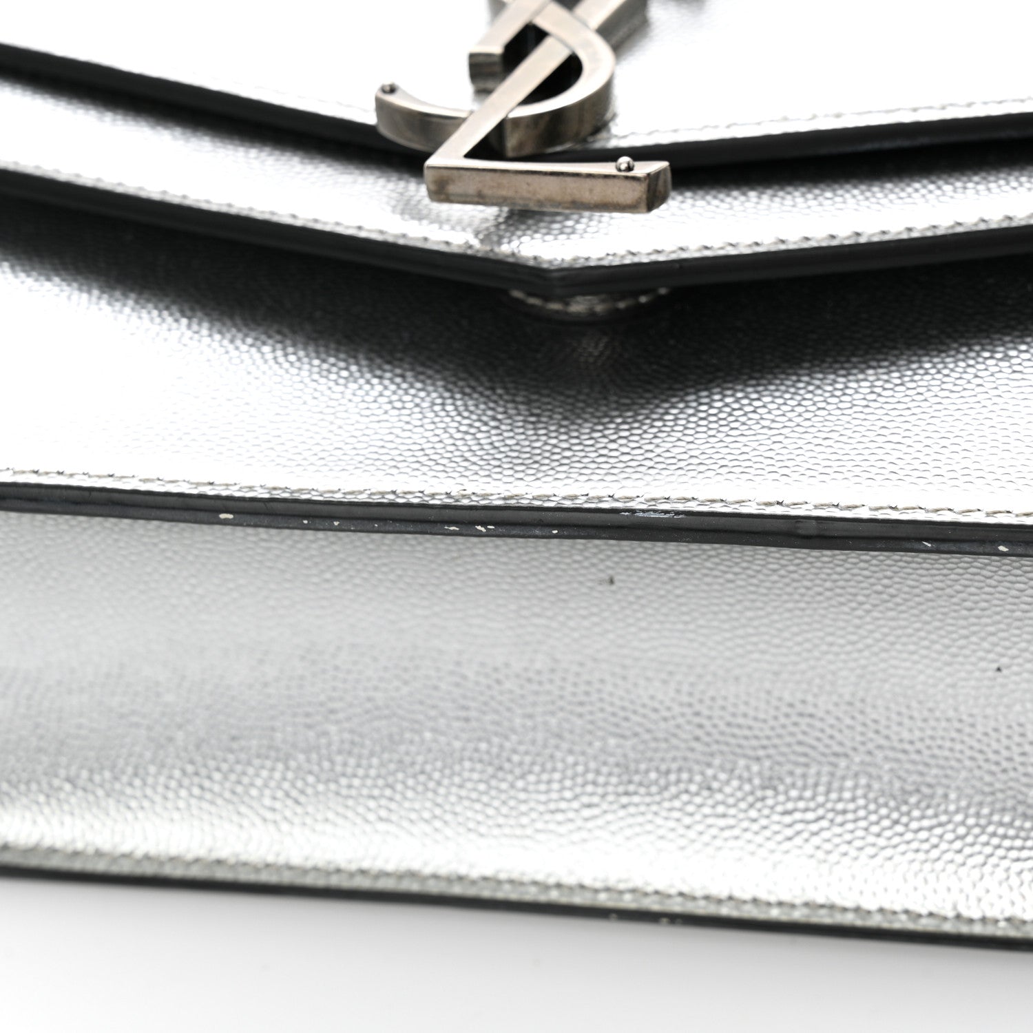 Saint Laurent Grain De Poudre Monogram Medium Sulpice Shoulder Bag Silver 15 of 15