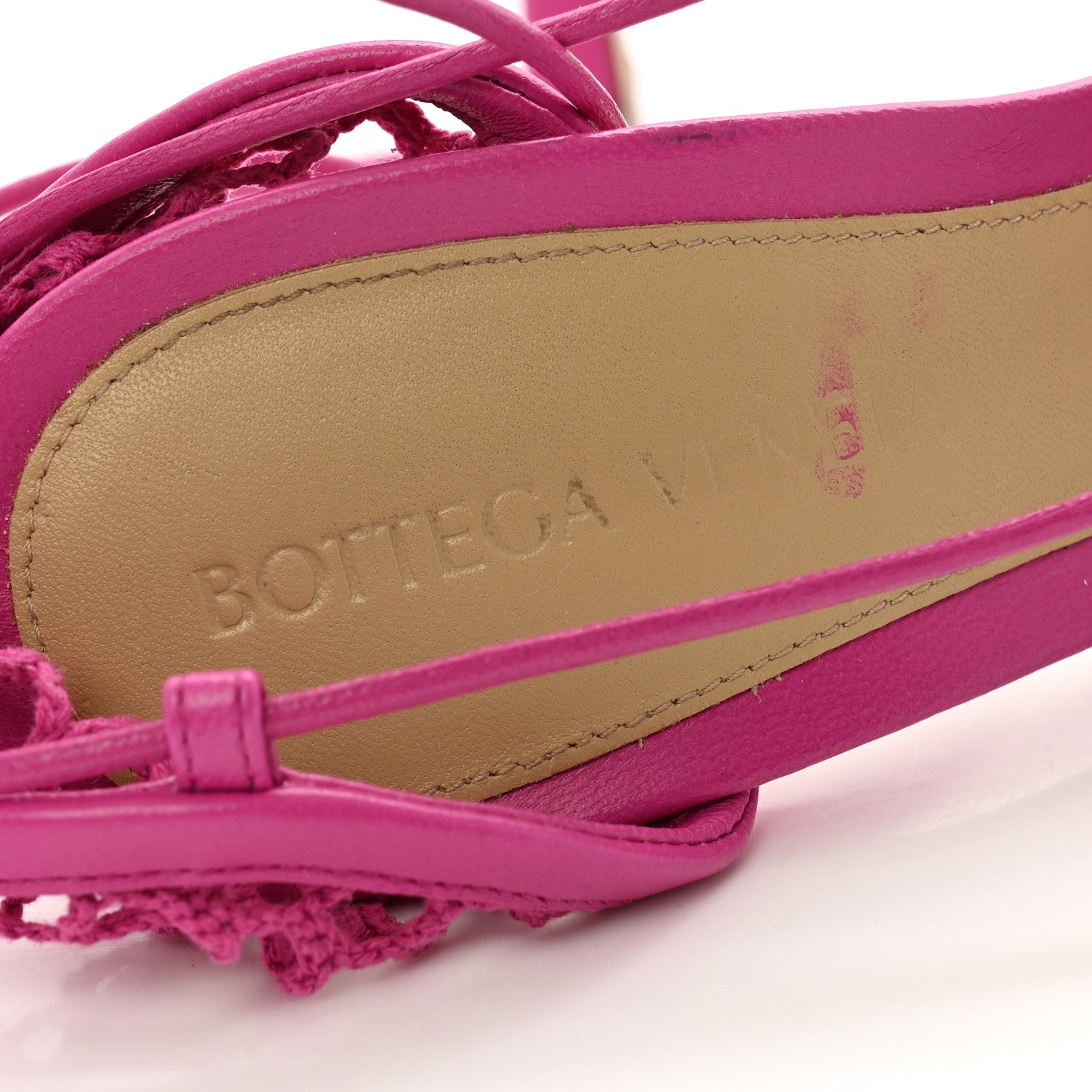 Bottega Veneta Mesh Nappa Stretch Ankle Tie 90mm Sandals 35 Hollyhock 6 of 10