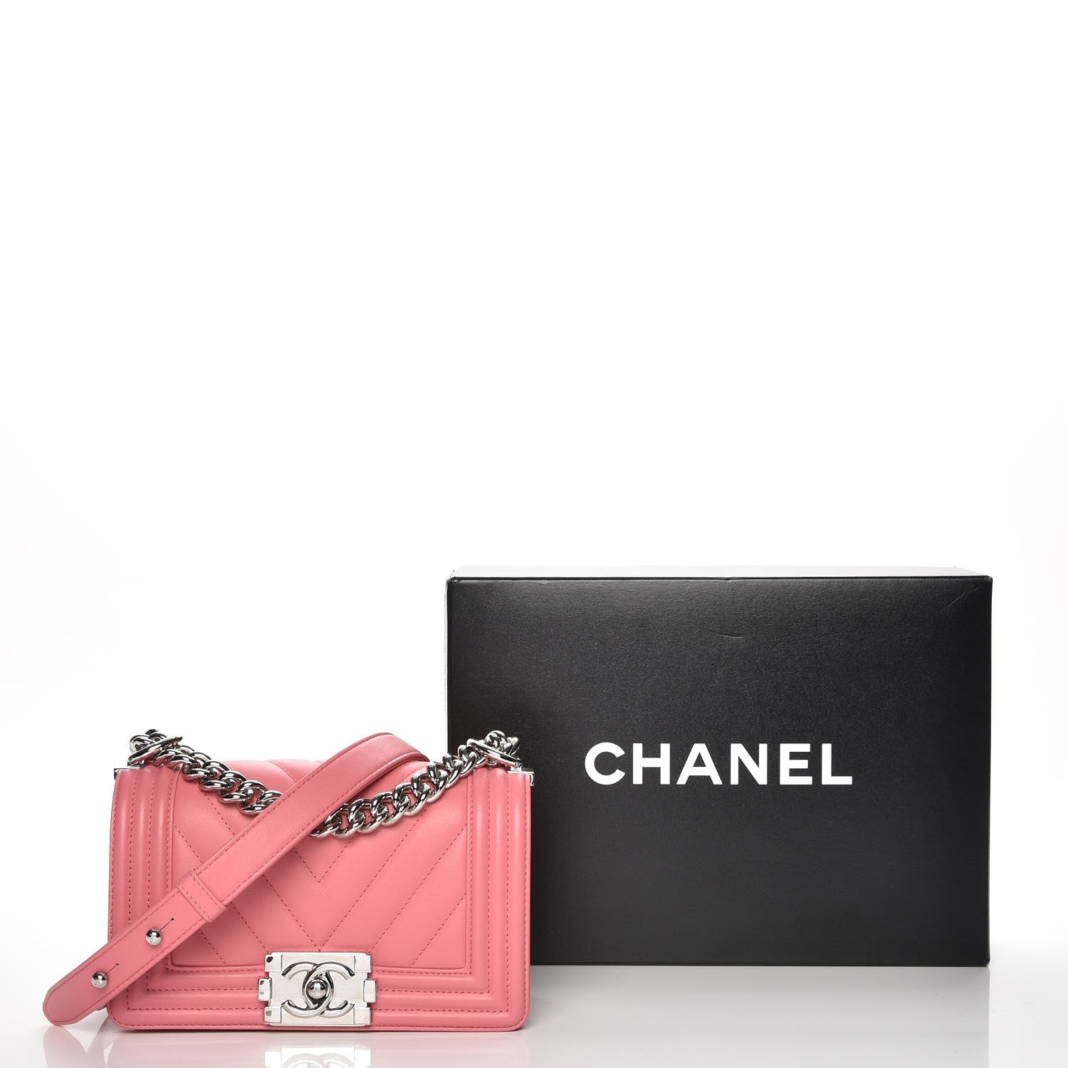 Chanel Calfskin Chevron Quilted Small Boy Flap Pink 9 of 9