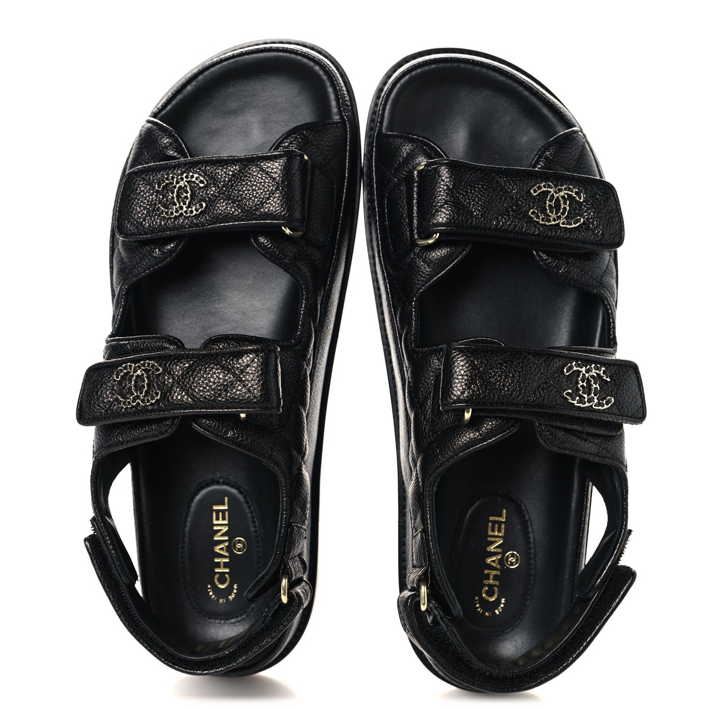Grained Calfskin Velcro Dad Sandals 39.5 Black