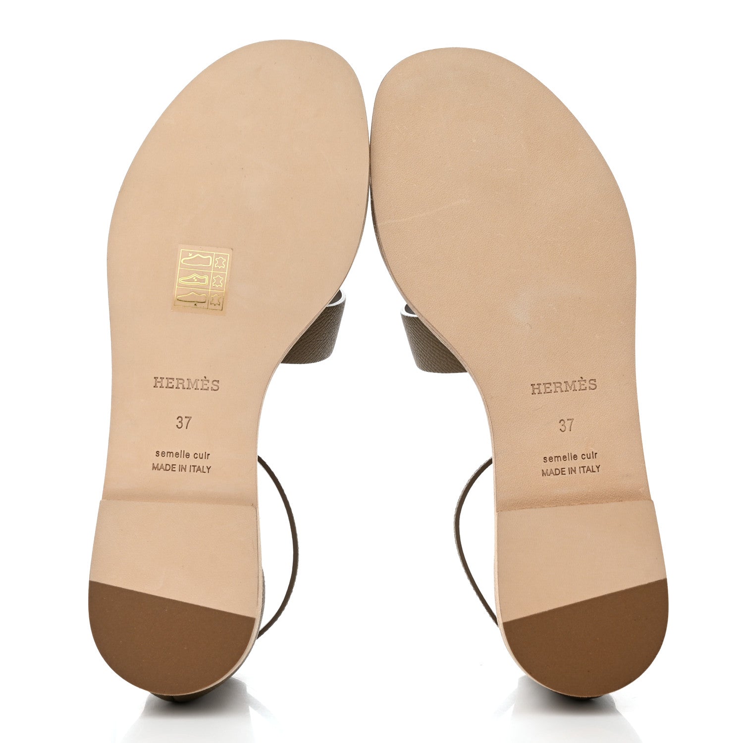 Hermes Epsom Santorini Sandals 37 Etoupe 5 of 9