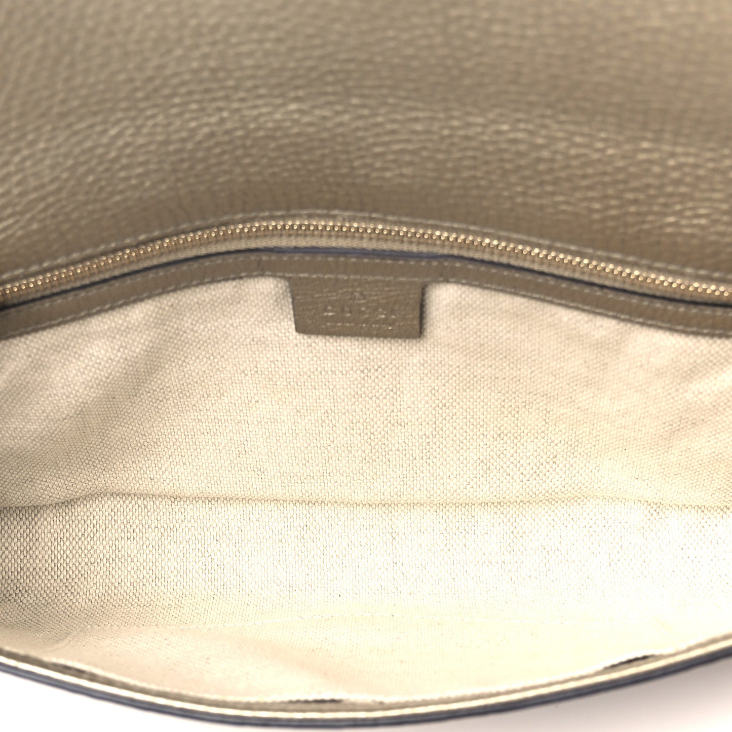 Metallic Pebbled Calfskin Medium Soho Clutch Golden Beige