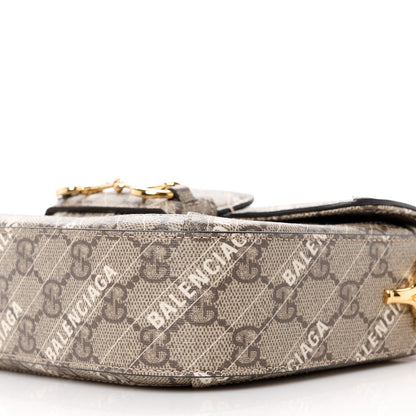 Gucci X BALENCIAGA GG Supreme Monogram Logo Print Horsebit 1955 Shoulder Bag Beige Ebony 11 of 11