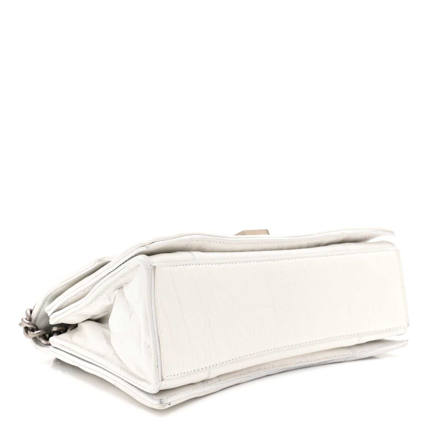 Crushed Calfskin Quilted Small Crush Chain Bag Optic White