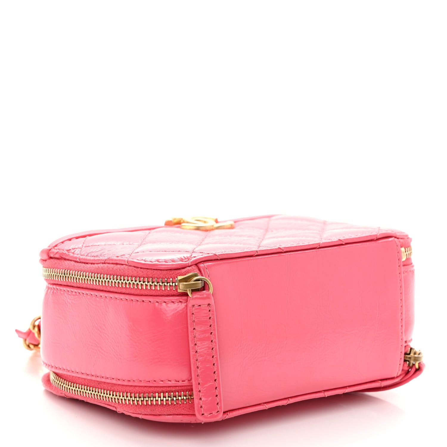 Chanel Glazed Aged Calfskin Quilted Small Top Handle Vanity Case Dark Pink 4 of 11