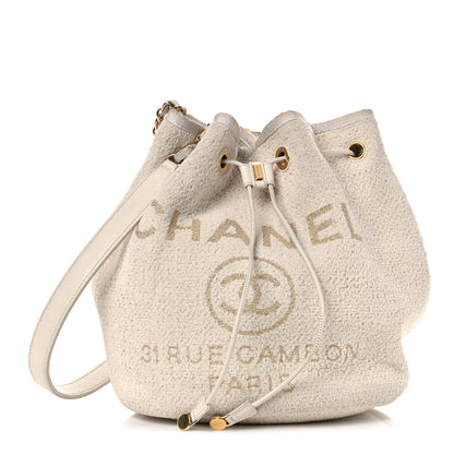 Chanel Lurex Boucle Deauville Drawstring Bag Ivory 1 of 12