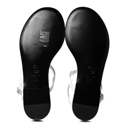Chanel Lambskin Rope CC Thong Sandals 35 White 6 of 8