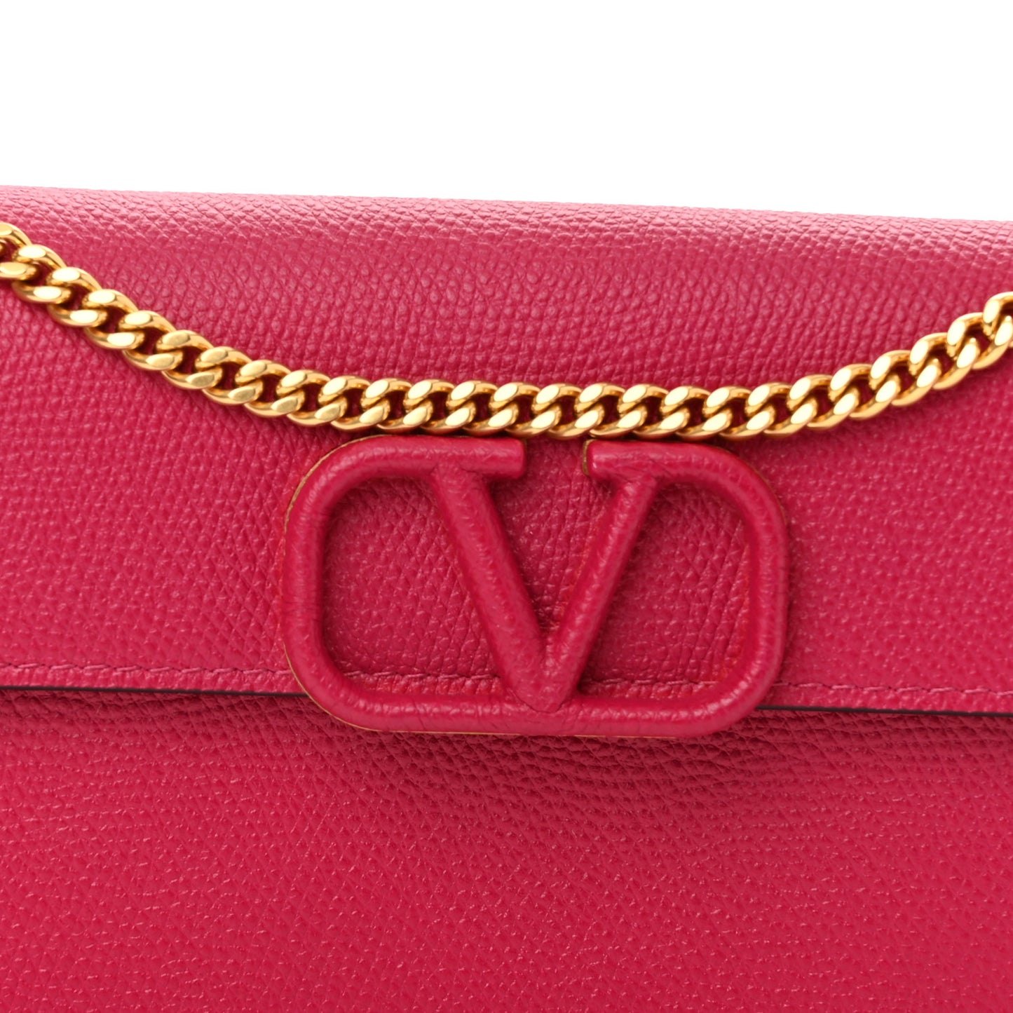 Grained Calfskin VSling Wallet On Chain Raspberry