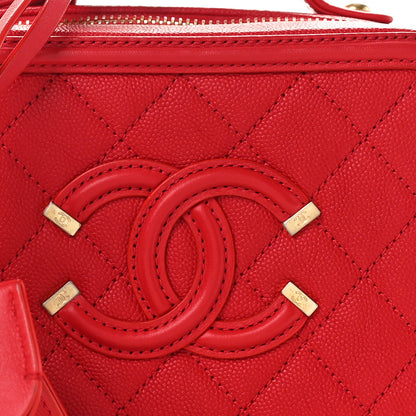 Chanel Caviar Quilted Small CC Filigree Vanity Case Red 8 of 10