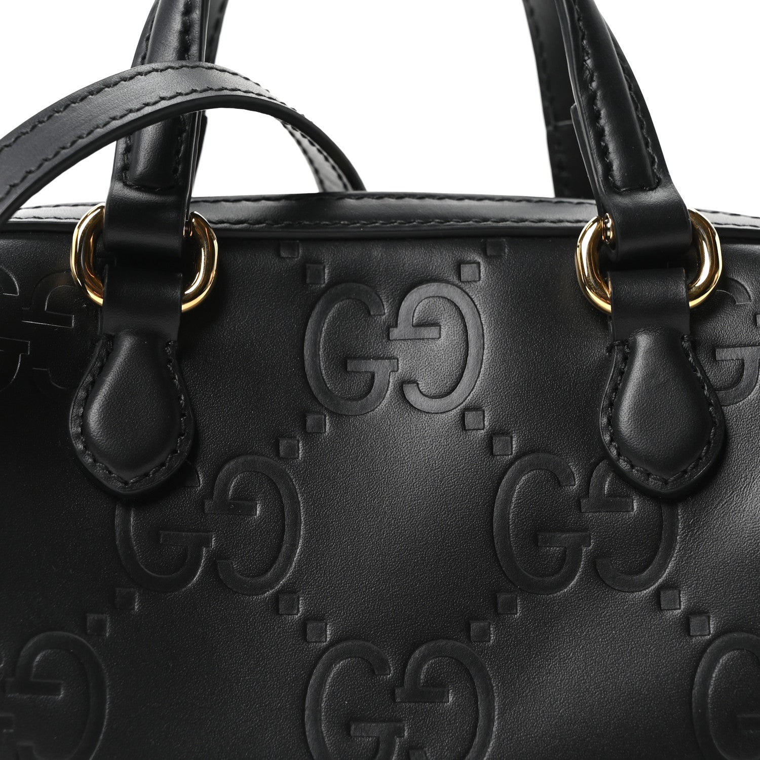 Gucci Calfskin Jumbo GG Embossed Super Mini Top Handle Bowler Bag