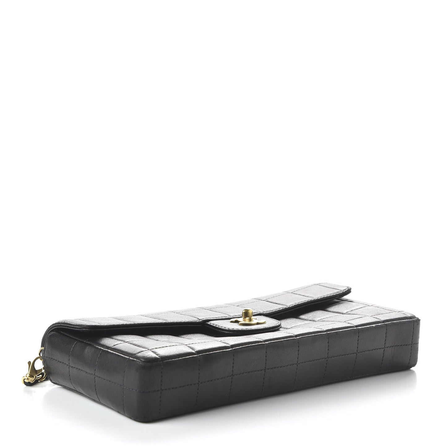 Lambskin East West Chocolate Bar Flap Black
