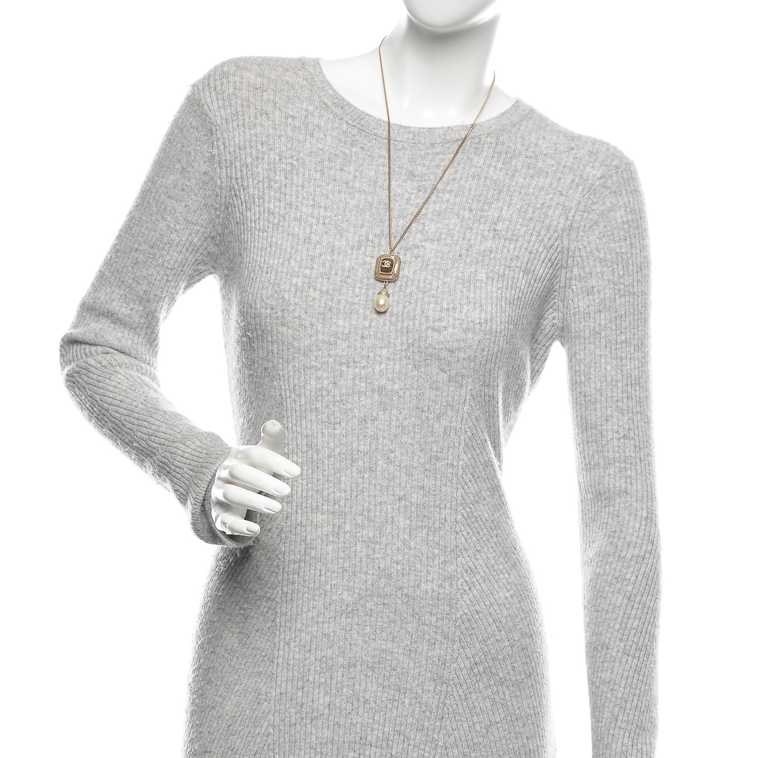 Chanel Enamel Pearl CC Pendant Necklace Light Gold 2 of 5