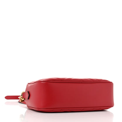 Gucci Calfskin Matelasse Small GG Marmont Chain Shoulder Bag Hibiscus Red 4 of 13