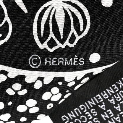 Hermes Silk Les Leopards Twilly Black White 3 of 4