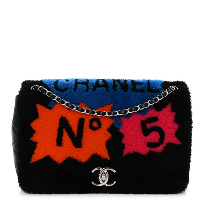 Chanel Shearling Lambskin Jumbo Chanel 100% Flap Black 1 of 11