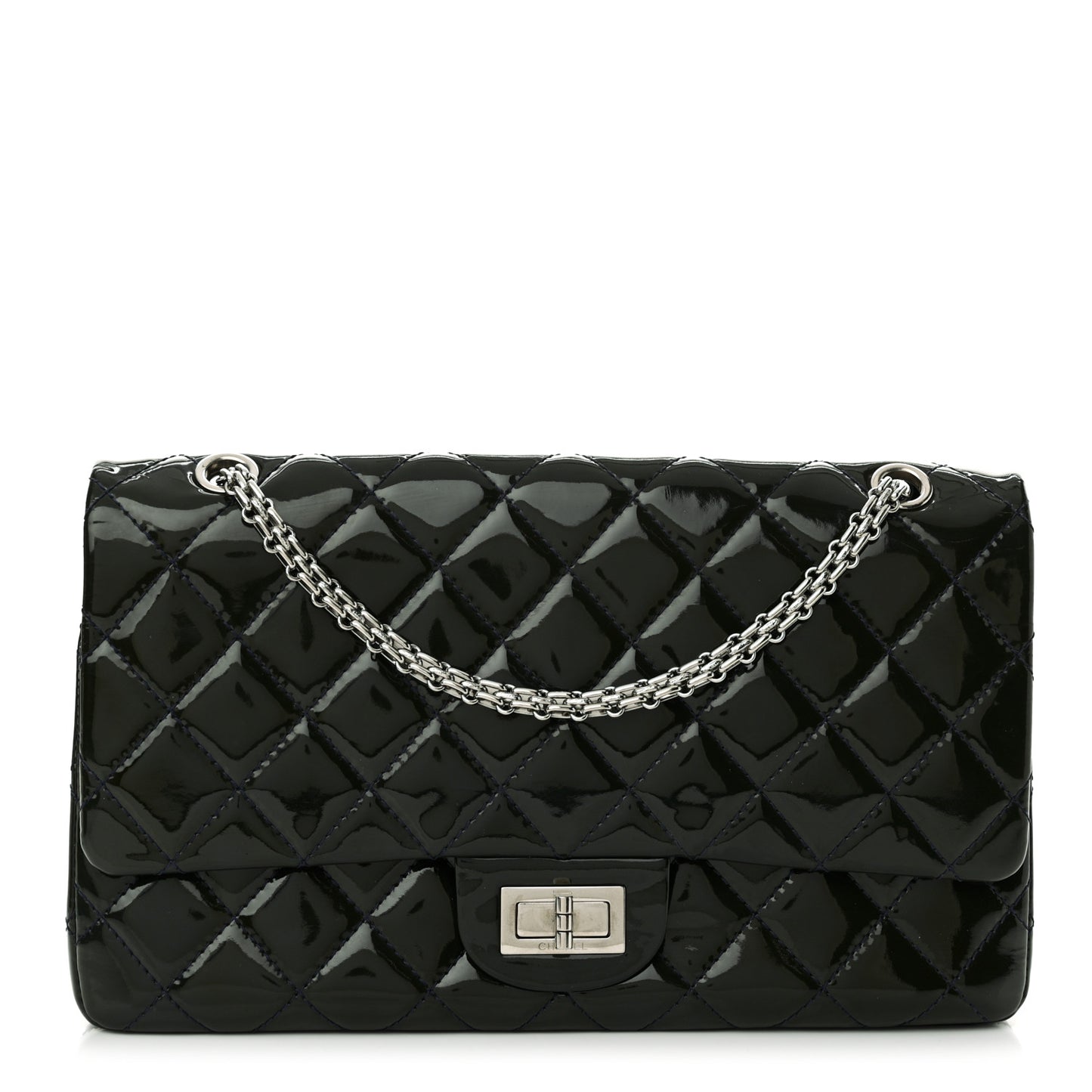Patent Quilted 2.55 Reissue 227 Flap Navy