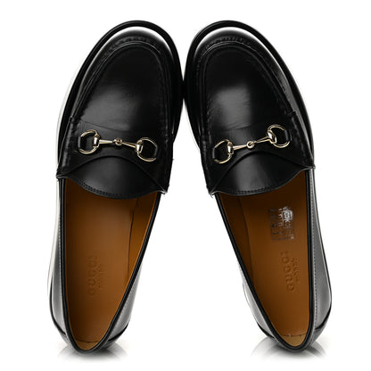 Gucci Kama Calfskin Horsebit Womens Wedge Platform Loafers 37 Black 2 of 10