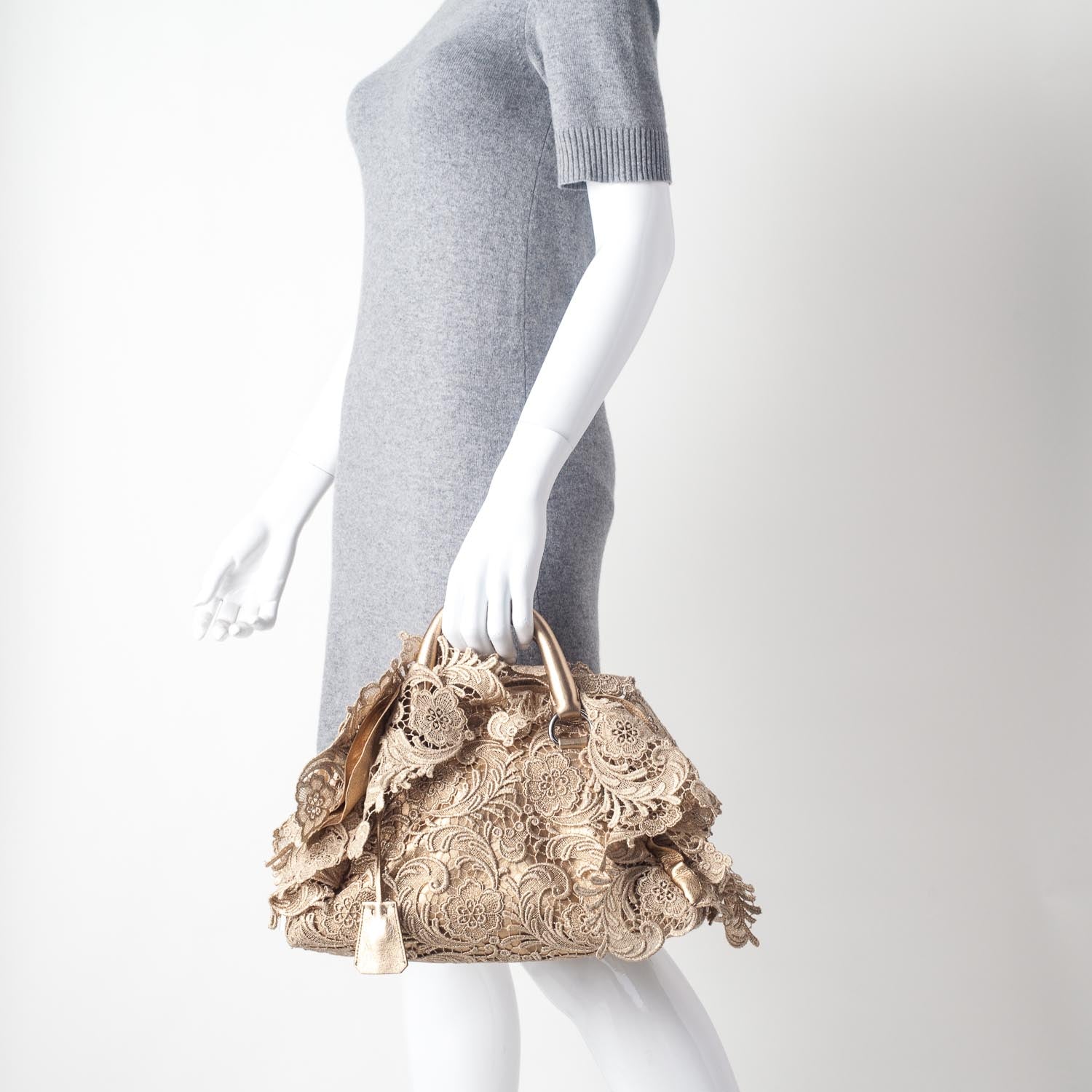 Prada Lace Pizzo S Bowler Gold 2 of 10