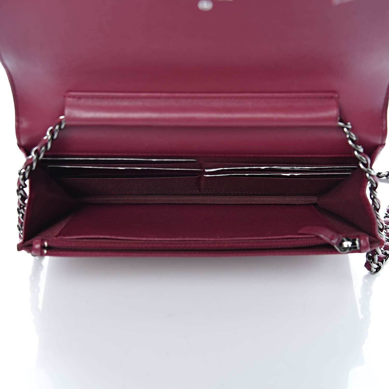 Chanel Calfskin Studded Quilted Boy Wallet On Chain WOC Dark Pink 5 of 22