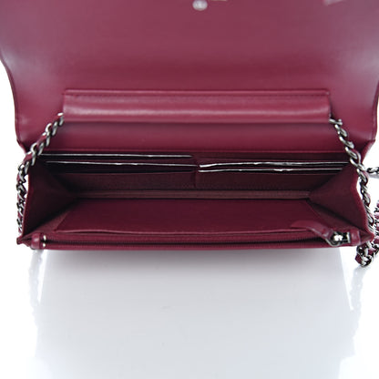 Chanel Calfskin Studded Quilted Boy Wallet On Chain WOC Dark Pink 5 of 22