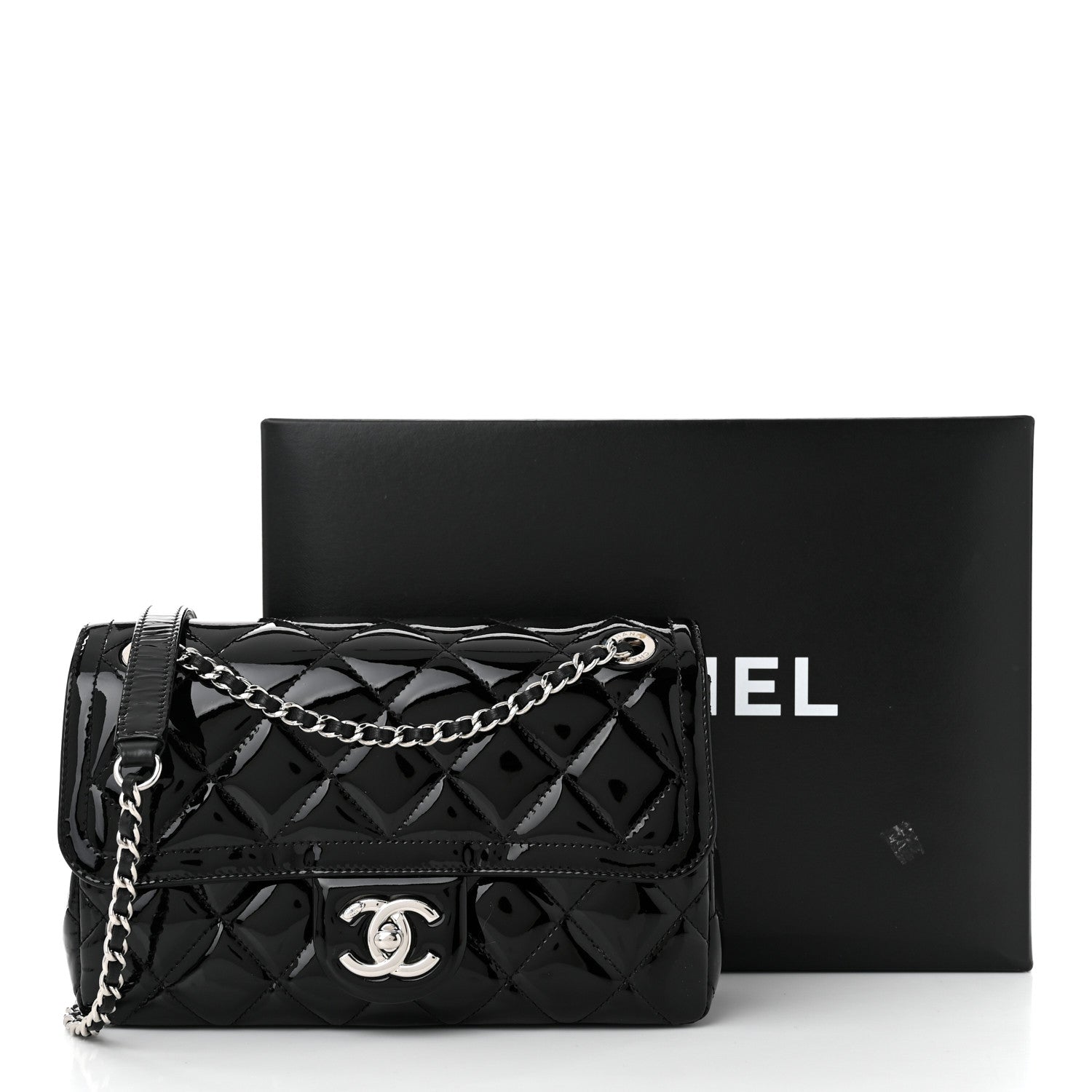 Chanel Patent Quilted Small Coco Shine Flap Black 11 of 11