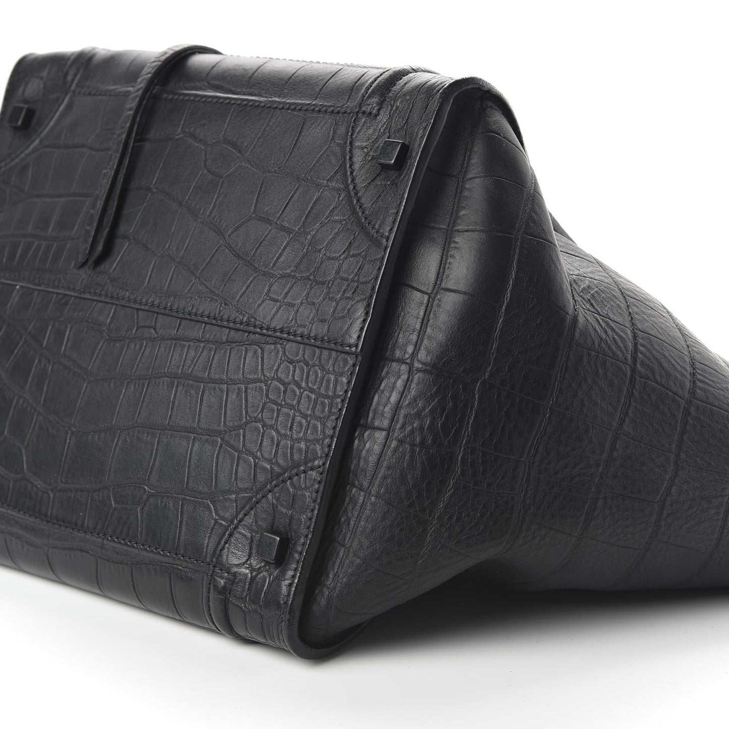 Crocodile Embossed Calfskin Medium Phantom Luggage Black