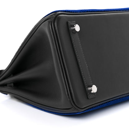 Hermes Corduroy Swift Cote A Cote Tuffetage Birkin 25 Bleu Saphir Caban 9 of 12