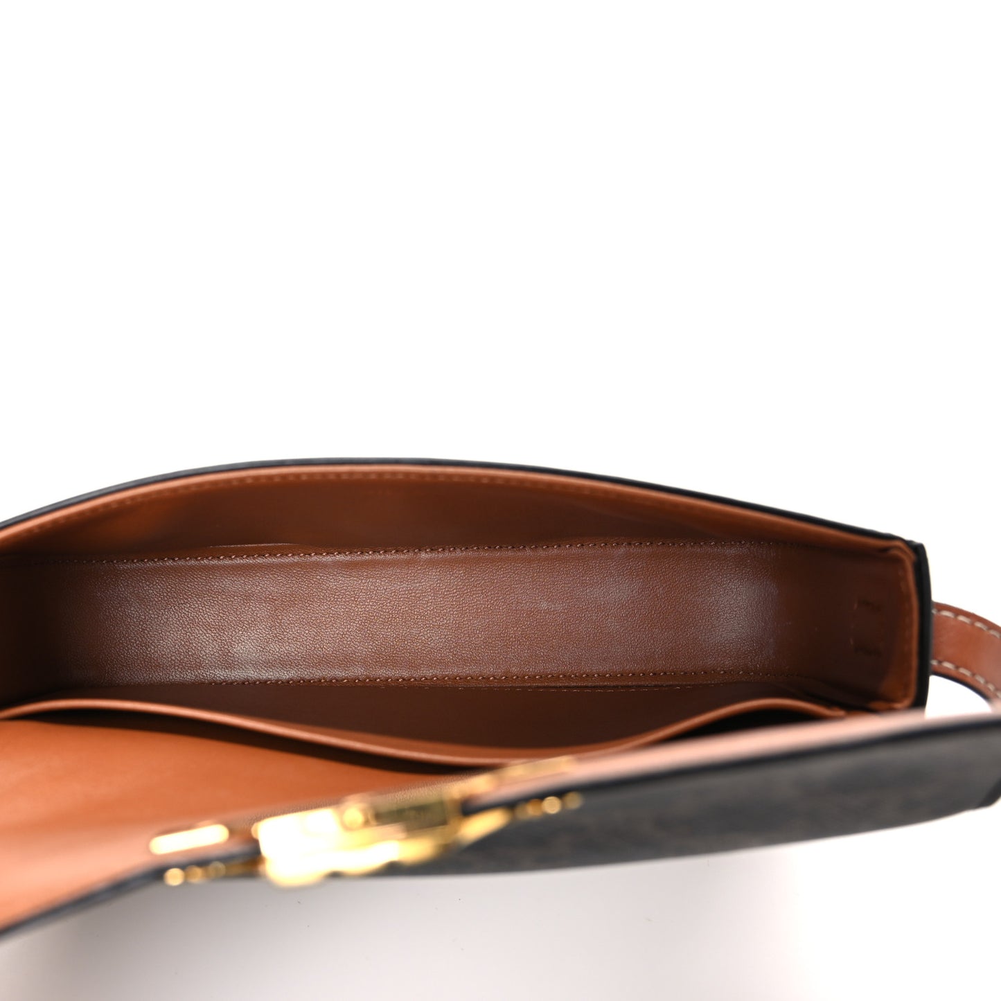 Canvas Calfskin Triomphe Shoulder Bag Tan