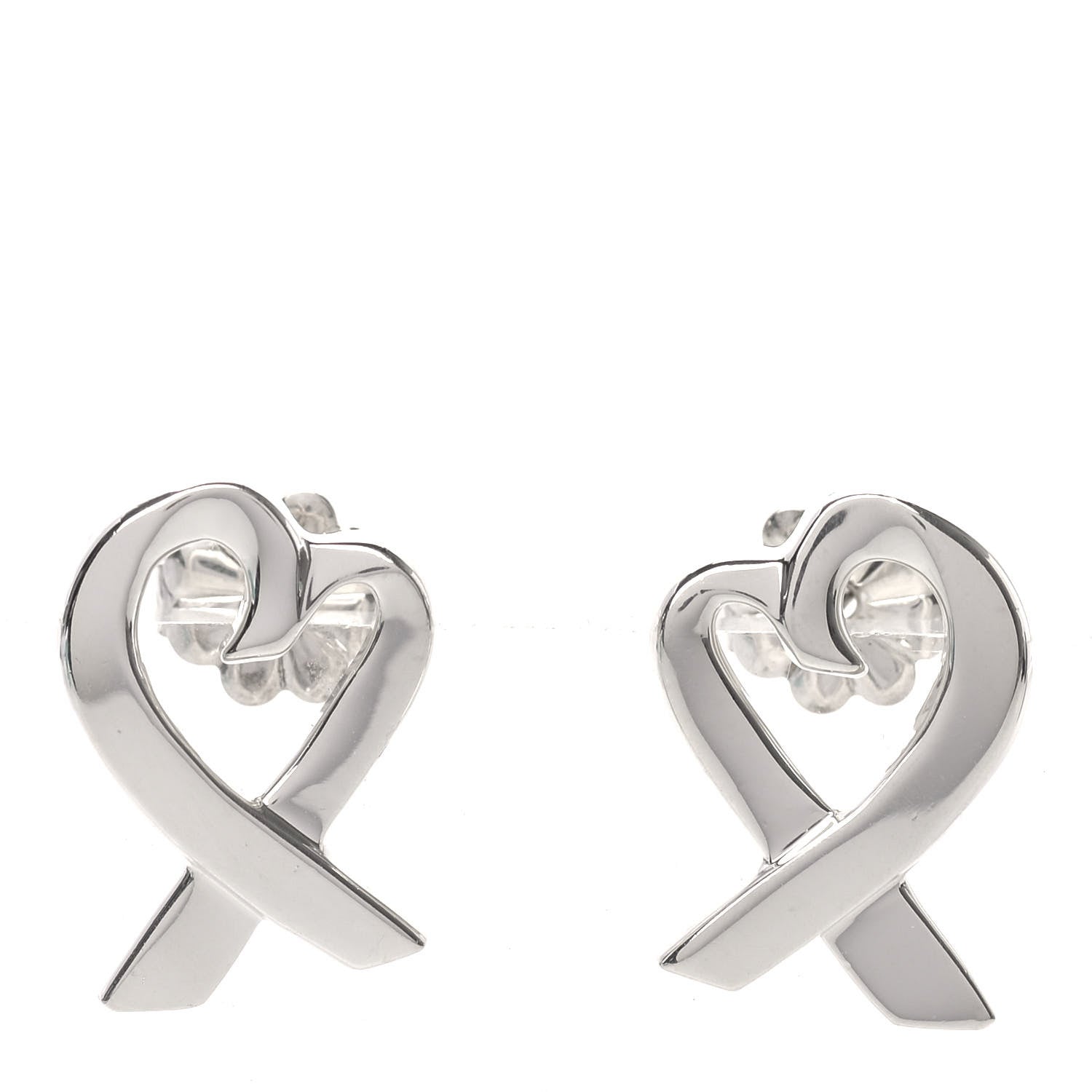 Tiffany Sterling Silver Small Paloma Picasso Loving Heart Earrings 1 of 5