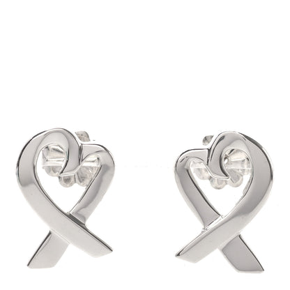 Tiffany Sterling Silver Small Paloma Picasso Loving Heart Earrings 1 of 5