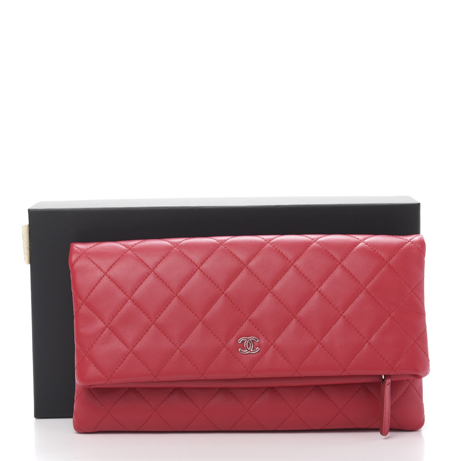 Chanel Lambskin Quilted CC Beauty Clutch Red 11 of 11