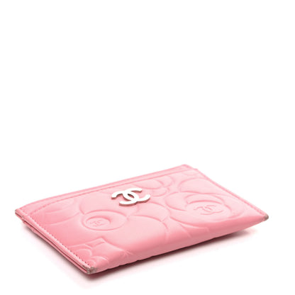 Chanel Lambskin Camellia Embossed Card Holder Pink 4 of 10