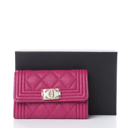 Chanel Caviar Quilted Boy Card Holder Wallet Fuchsia 9 of 9