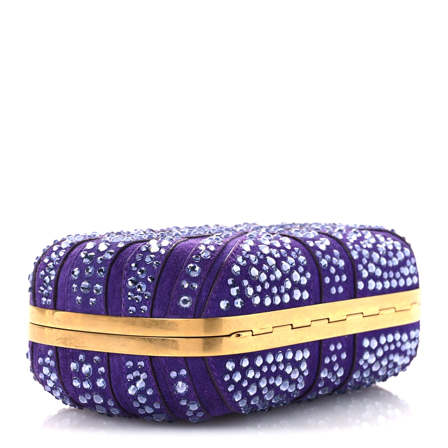 Suede Crystal Britannia Skull Box Clutch Purple