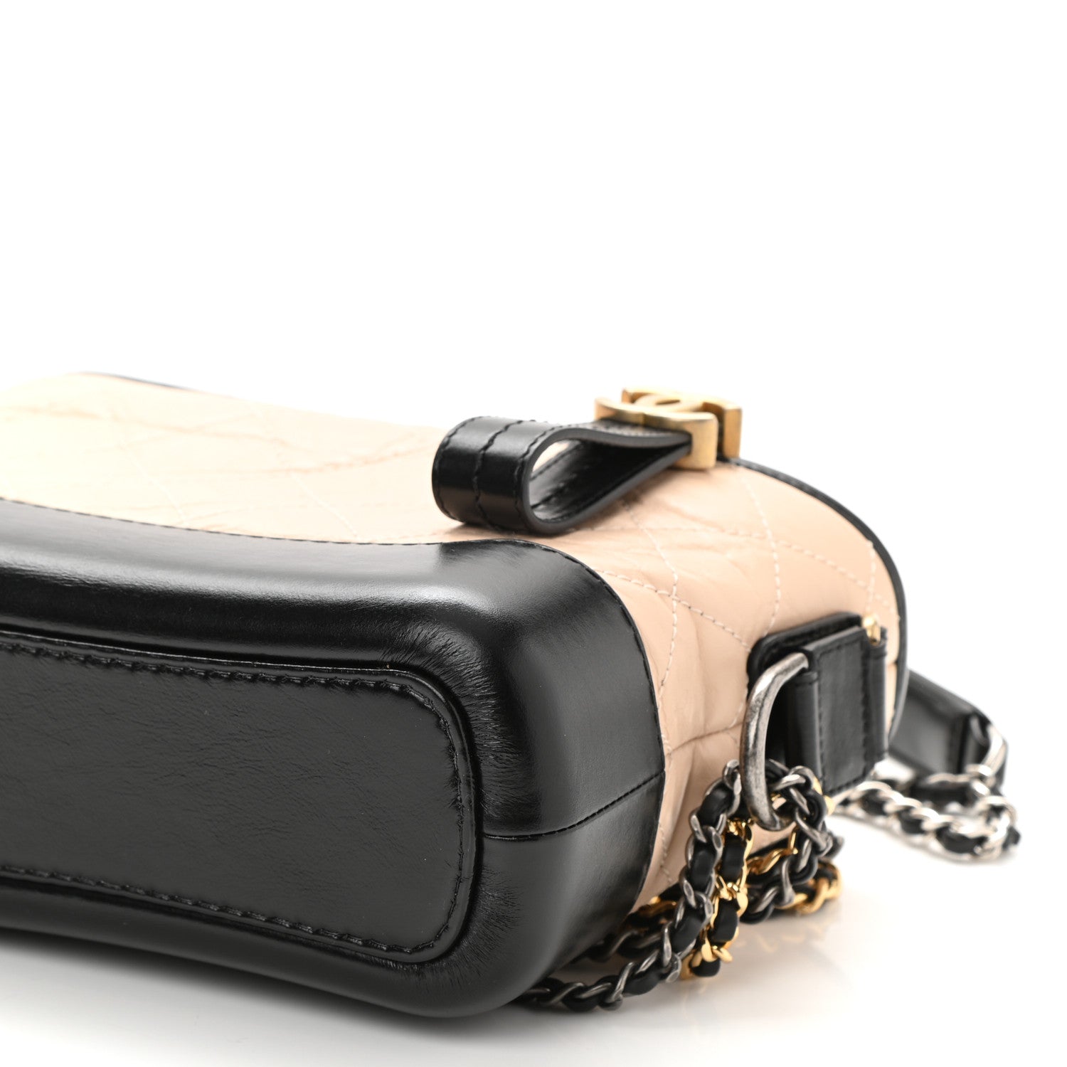 Chanel Aged Calfskin Quilted Small Gabrielle Hobo Beige Black 10 of 10