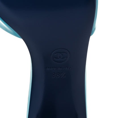 Chanel Patent CC Mules 38.5 Dark Blue Light Blue 7 of 10