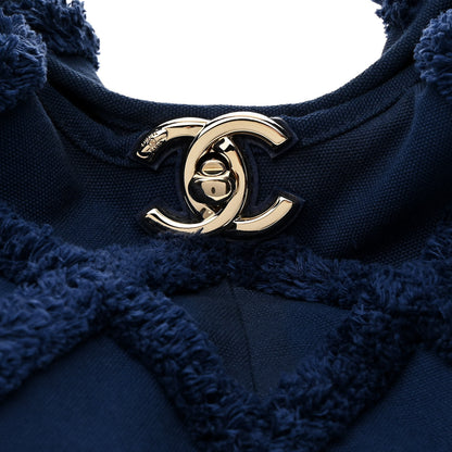 Chanel Cotton Canvas Large CC Embrace Hobo Navy 10 of 12