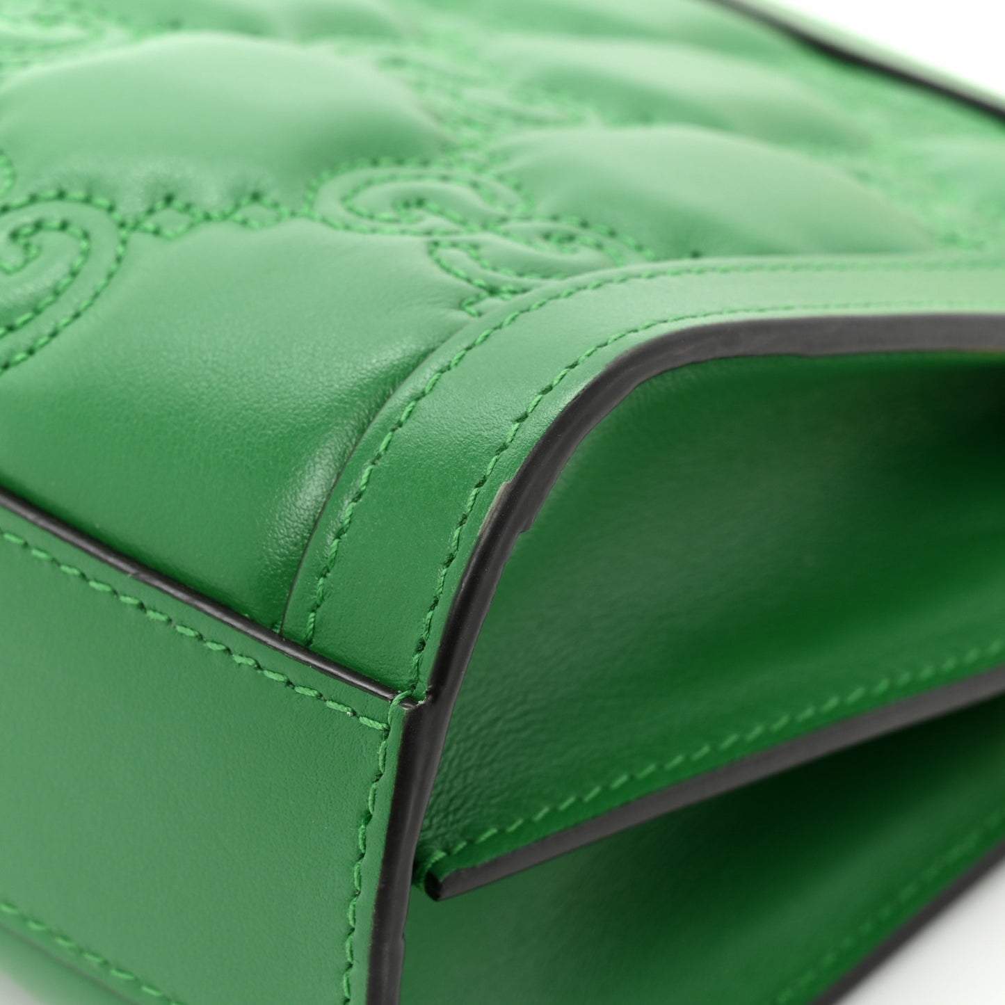 Calfskin GG Matelasse Small Slim Chain Shoulder Bag Spring Green Natural