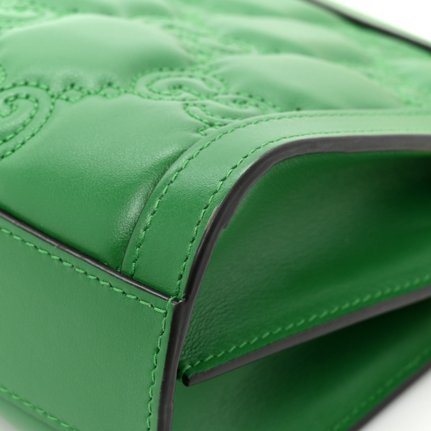 Gucci Calfskin GG Matelasse Small Slim Chain Shoulder Bag Spring Green Natural 11 of 16