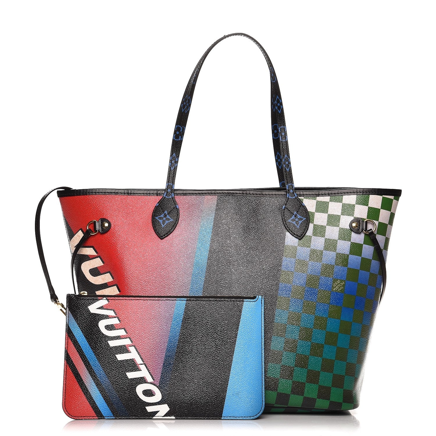 Louis Vuitton Damier Race Neverfull MM Noir Rouge 1 of 11