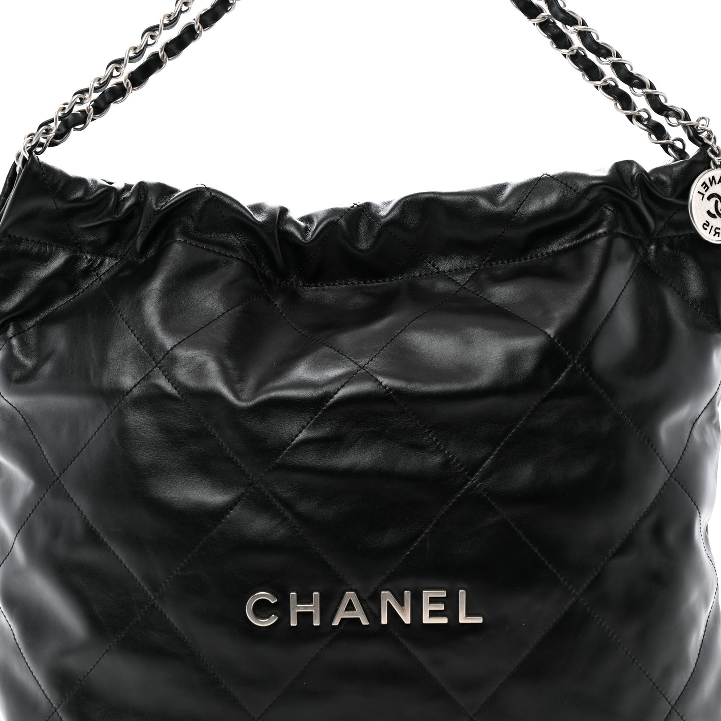 Shiny Calfskin Quilted Chanel 22 Black
