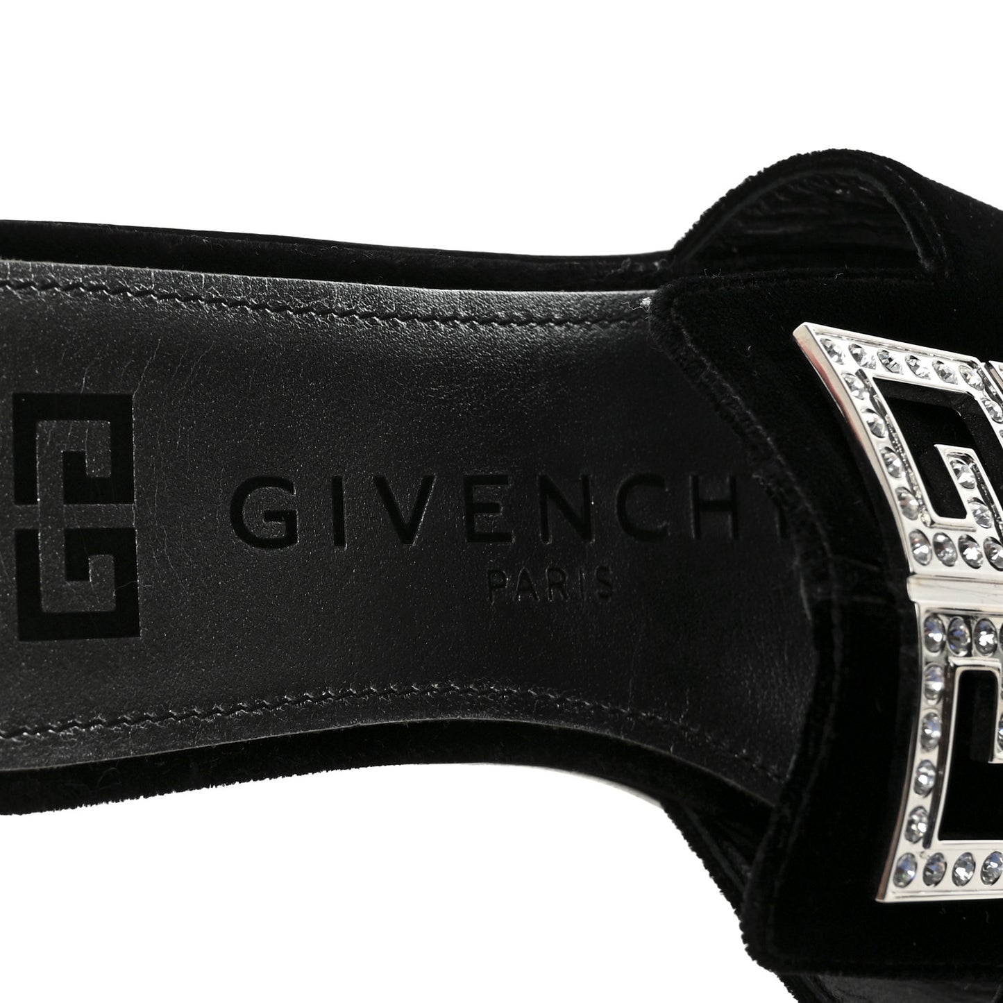 Velvet Crystal 4G Flat Sandals 36.5 Black