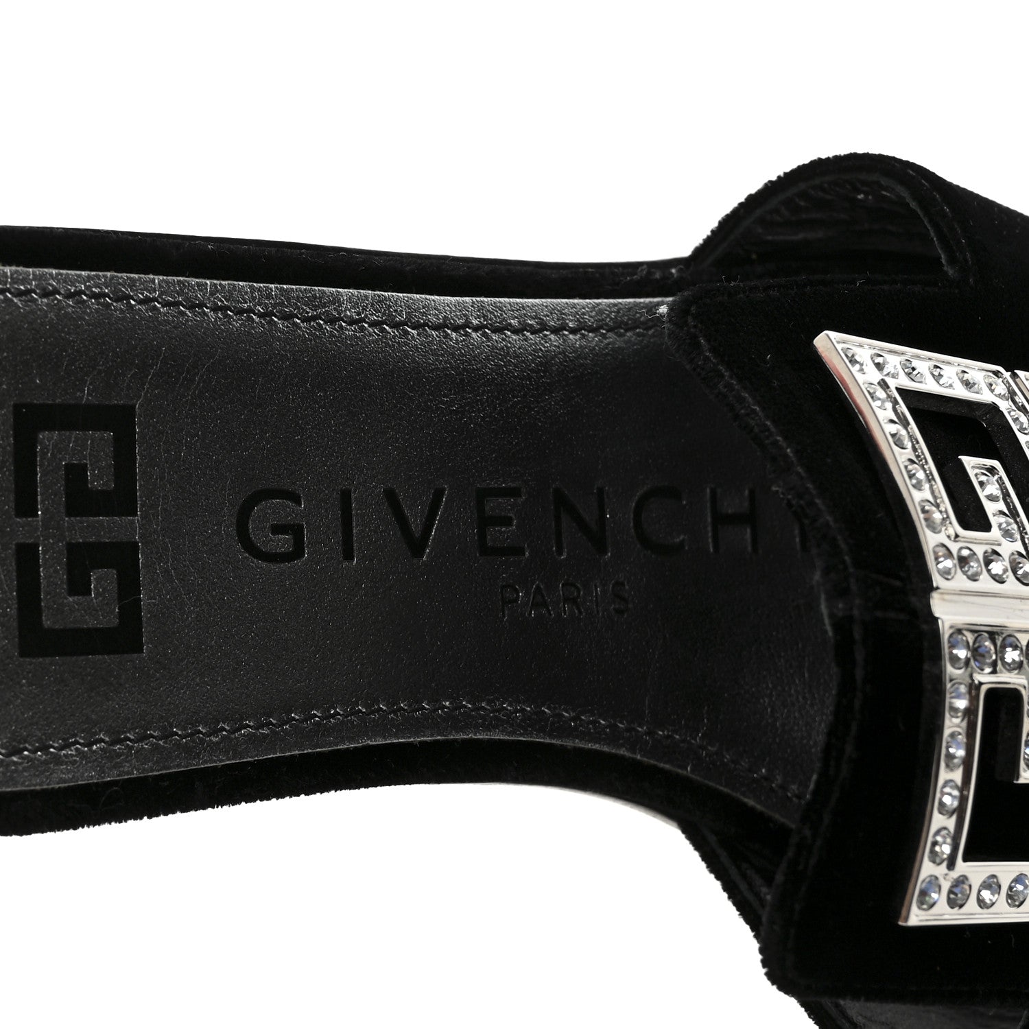 Givenchy Velvet Crystal 4G Flat Sandals 36.5 Black 8 of 9