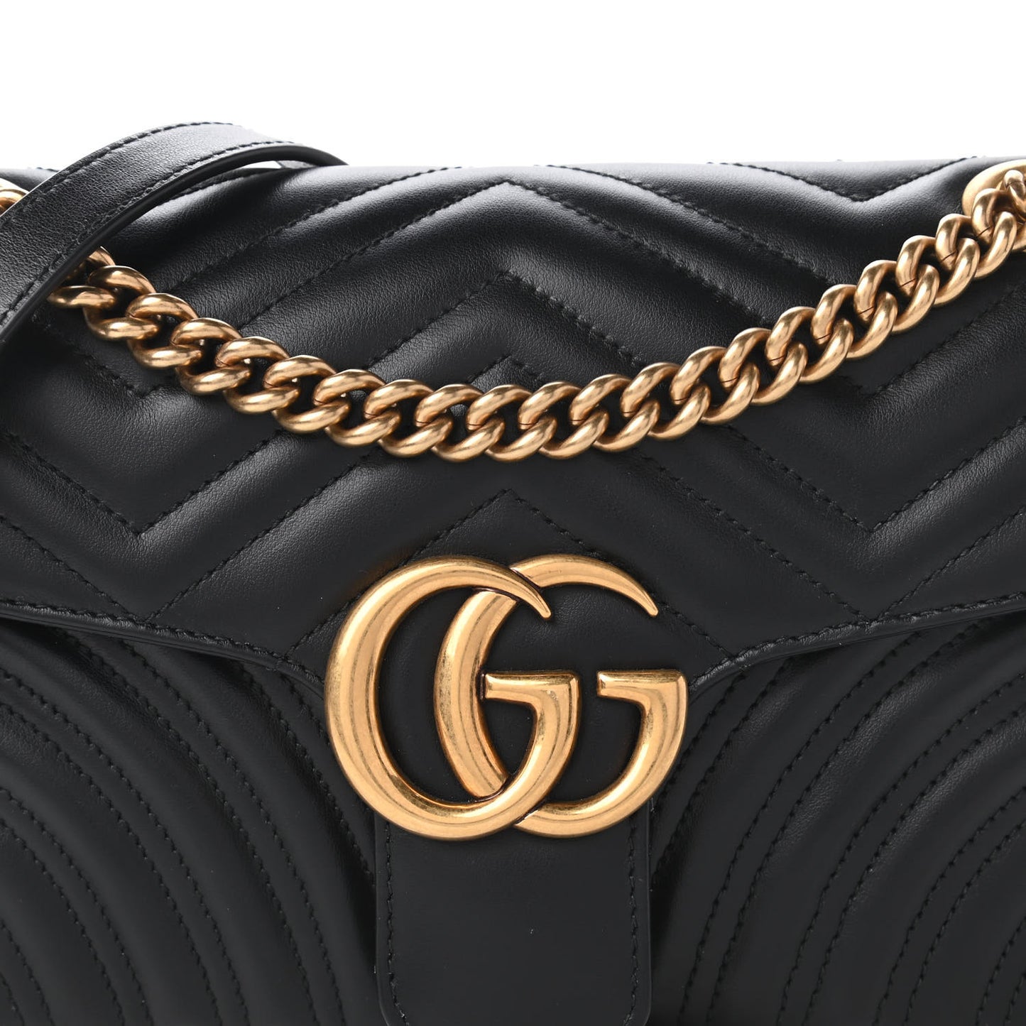 Calfskin Matelasse Small GG Marmont Shoulder Bag Black