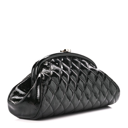 Chanel Distressed Patent Quilted Timeless Clutch Black 3 of 10