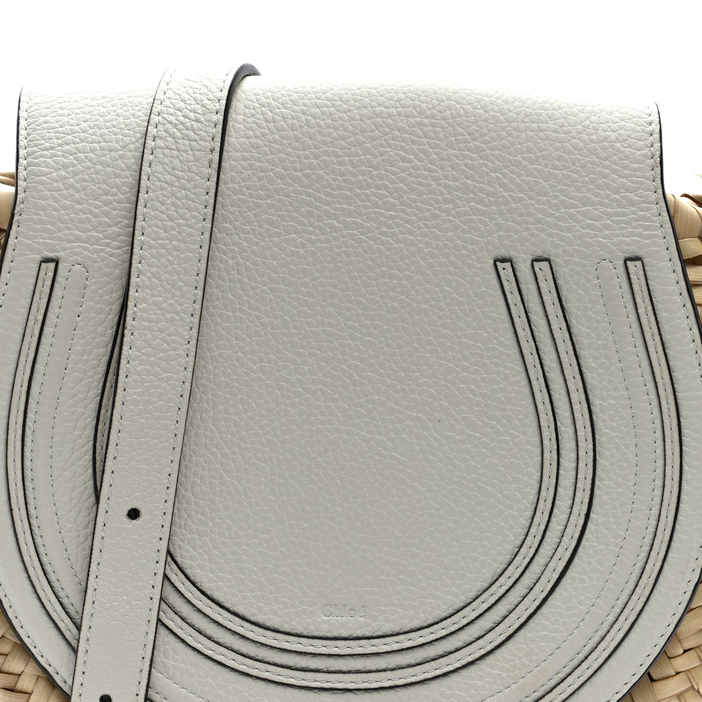 Raffia Calfskin Marcie Basket Small Marcie Round Crossbody Bag White